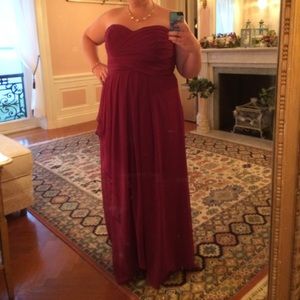 David's Bridal Strapless Crinkle Chiffon Dress